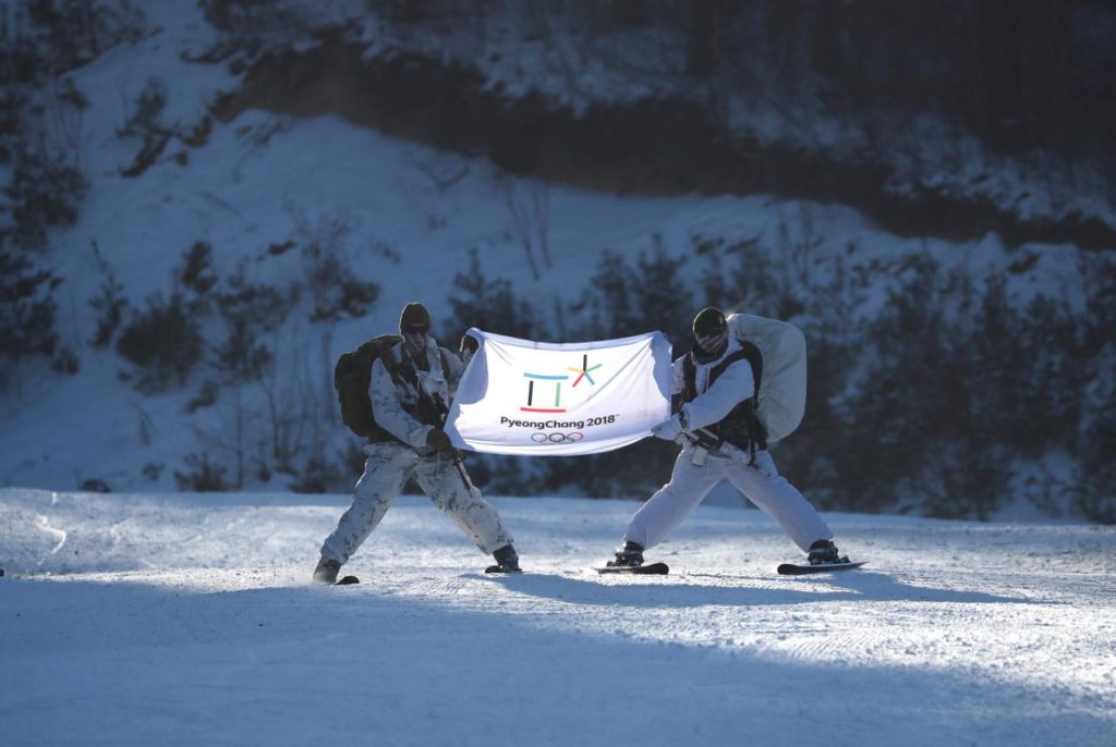 American and Korean soldiers perform a joint training exercise in advance of the PyeongChang Games.